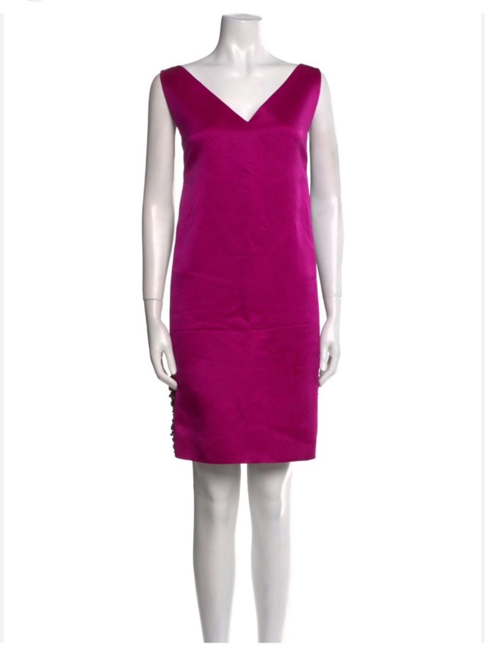 Talbots Hot Pink Silk Sleeveless V-Neck Sheath Dress Size 10